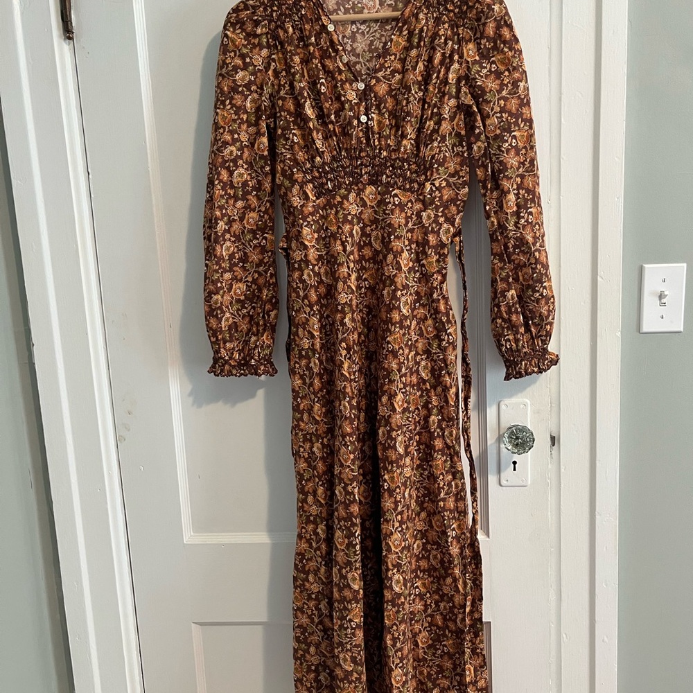 Doen Autumn Floral Brown Maxi Dress